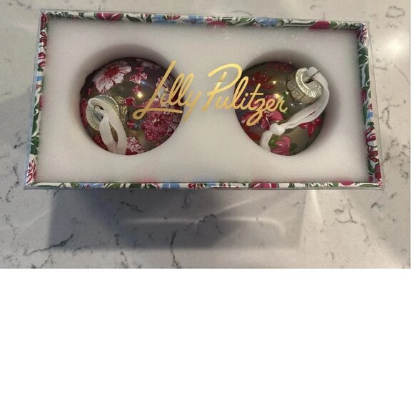 NEW Lilly Pulitzer Pink and Green Ornament Set 2025 - Picture 2 of 2